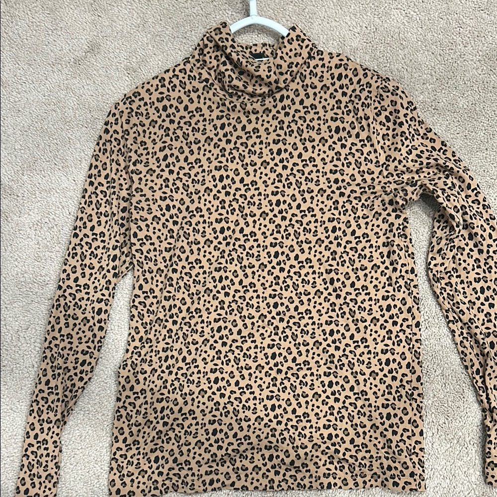 JCrew Leopard Print Turtleneck Top